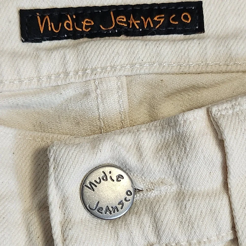 Nudie Jeans Co. Lean Dean Ecru Beach Slim Fit Organic Denim W28 L30 28x30 Cream